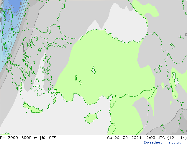 RH 3000-6000 m GFS Dom 29.09.2024 12 UTC