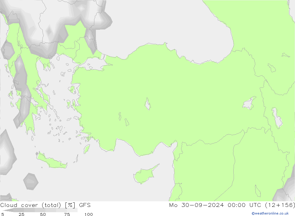 Nubes (total) GFS lun 30.09.2024 00 UTC