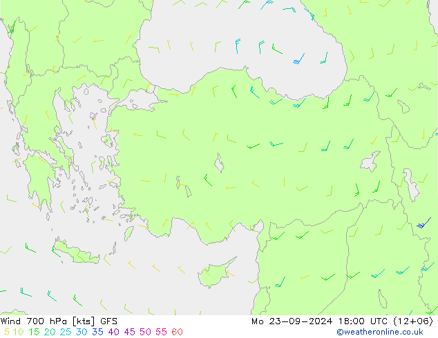 Vent 700 hPa GFS lun 23.09.2024 18 UTC