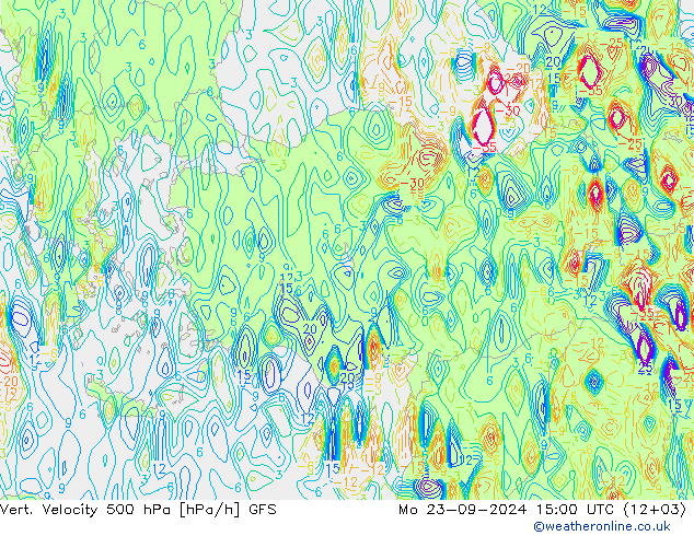 500 hPa Dikey Hız GFS Pzt 23.09.2024 15 UTC