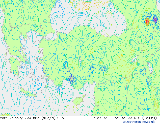 Vert. Velocity 700 hPa GFS Fr 27.09.2024 00 UTC