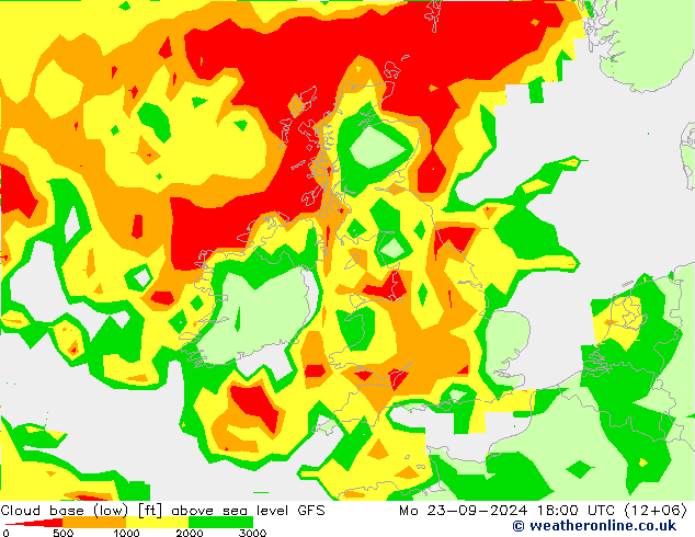 Alçak Bulut Alt Sınırı GFS Pzt 23.09.2024 18 UTC