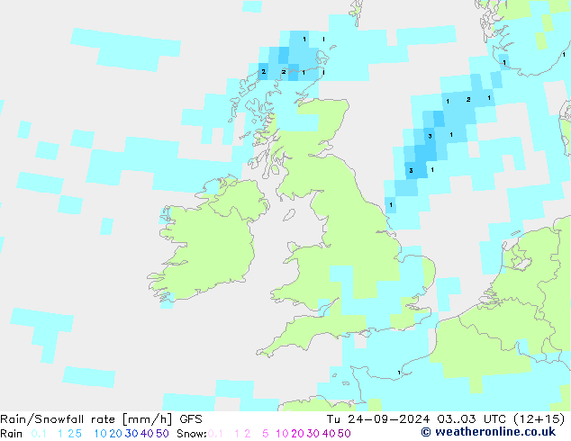 Regen/Sneeuwval GFS di 24.09.2024 03 UTC