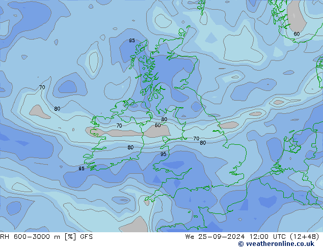 Humedad rel. 600-3000m GFS mié 25.09.2024 12 UTC