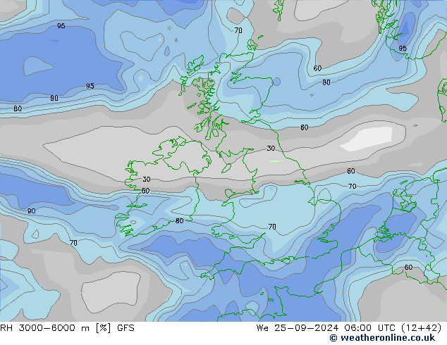 RH 3000-6000 m GFS mer 25.09.2024 06 UTC