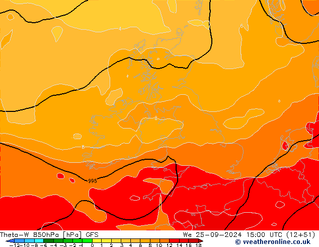 Theta-W 850hPa GFS wo 25.09.2024 15 UTC