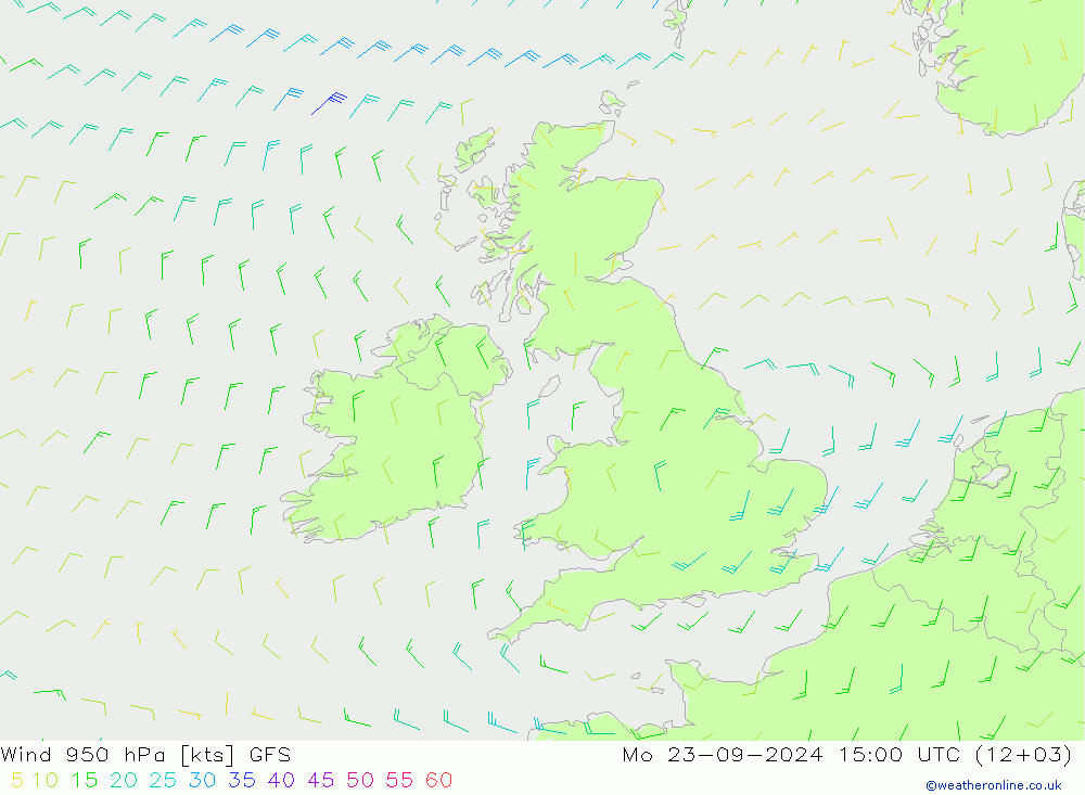 Wind 950 hPa GFS Mo 23.09.2024 15 UTC