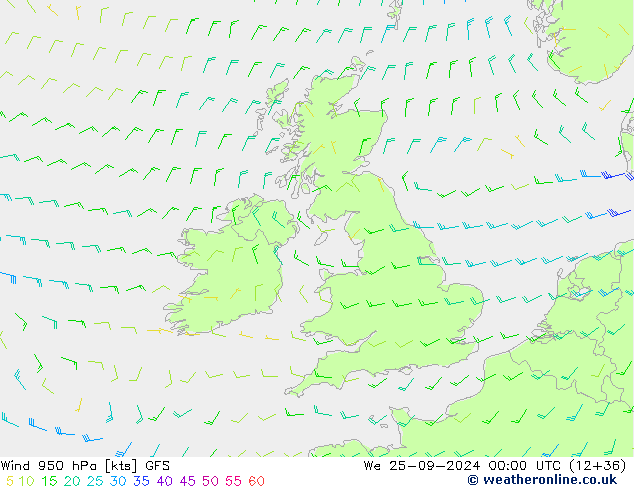 Prec 6h/Wind 10m/950 GFS We 25.09.2024 00 UTC