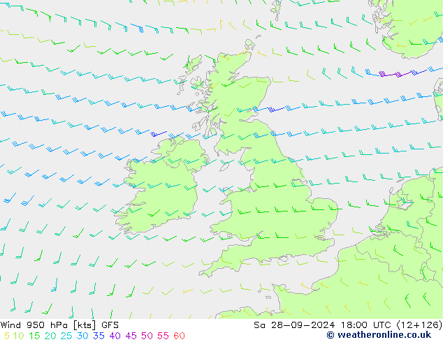 Viento 950 hPa GFS sáb 28.09.2024 18 UTC