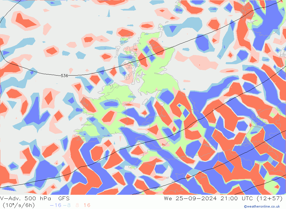 V-Adv. 500 hPa GFS Qua 25.09.2024 21 UTC