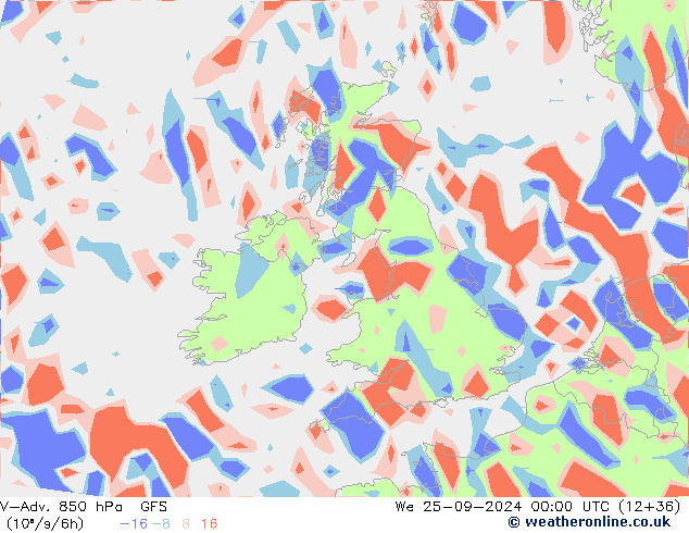 V-Adv. 850 hPa GFS wo 25.09.2024 00 UTC