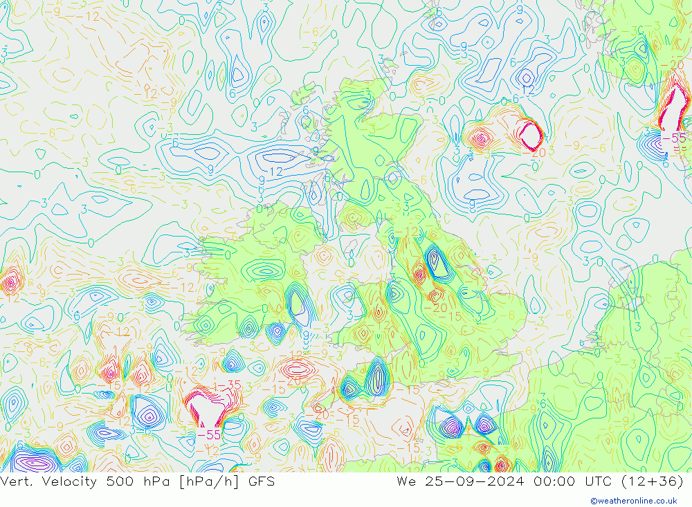 Vert. Velocity 500 hPa GFS St 25.09.2024 00 UTC