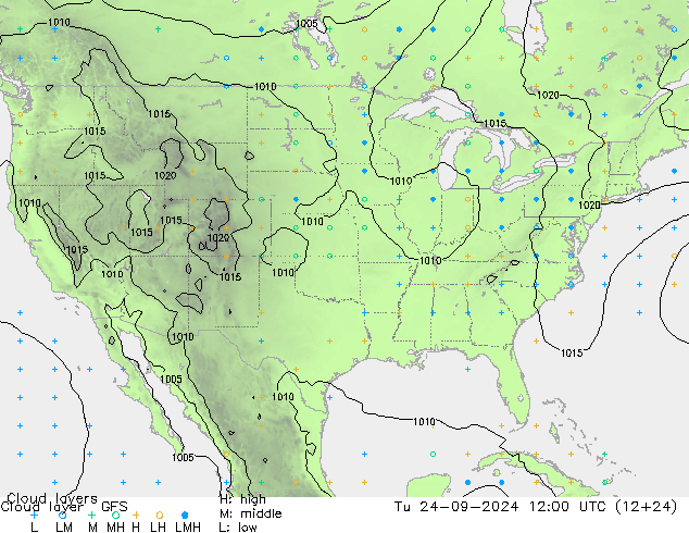 Cloud layer GFS Tu 24.09.2024 12 UTC