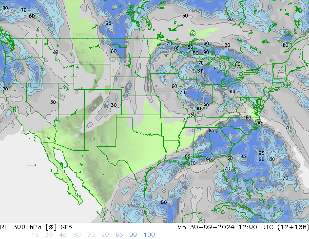 RH 300 hPa GFS Mo 30.09.2024 12 UTC