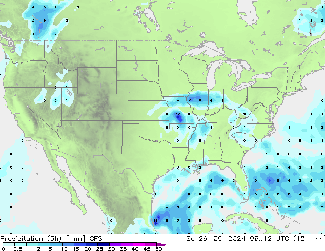 Z500/Rain (+SLP)/Z850 GFS dom 29.09.2024 12 UTC