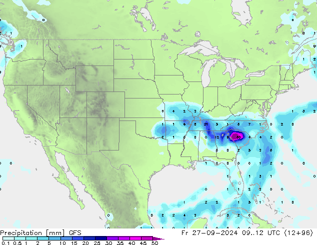 Precipitation GFS Fr 27.09.2024 12 UTC