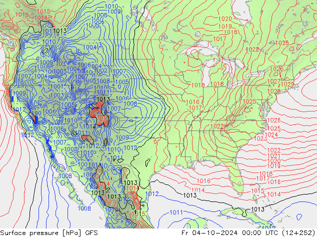 Surface pressure GFS Fr 04.10.2024 00 UTC