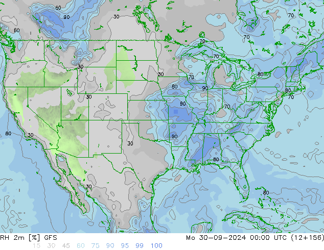 RH 2m GFS Po 30.09.2024 00 UTC