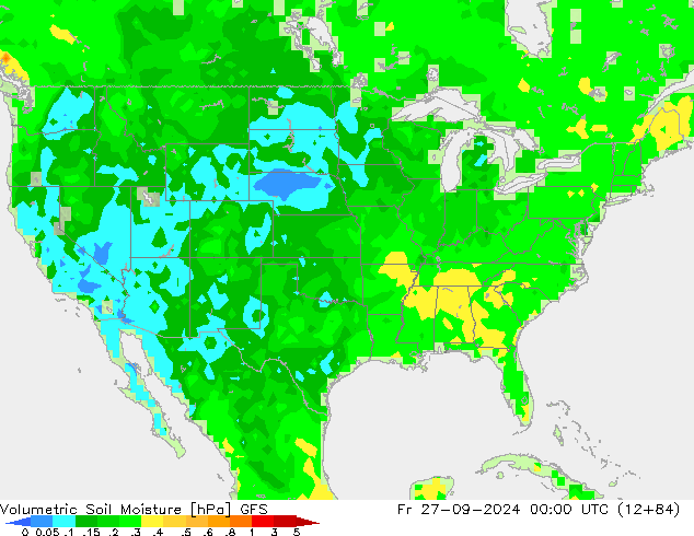 Volumetrisch bodemvocht GFS vr 27.09.2024 00 UTC