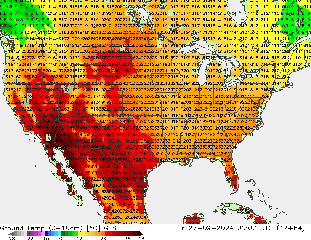 Temp. al suolo (0-10cm) GFS ven 27.09.2024 00 UTC