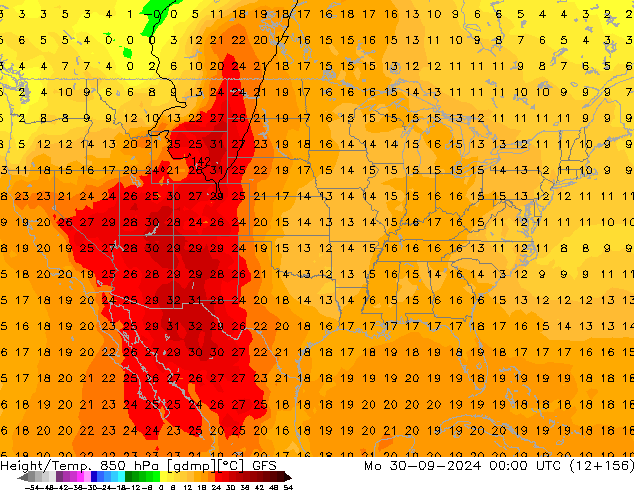 Height/Temp. 850 hPa GFS Mo 30.09.2024 00 UTC