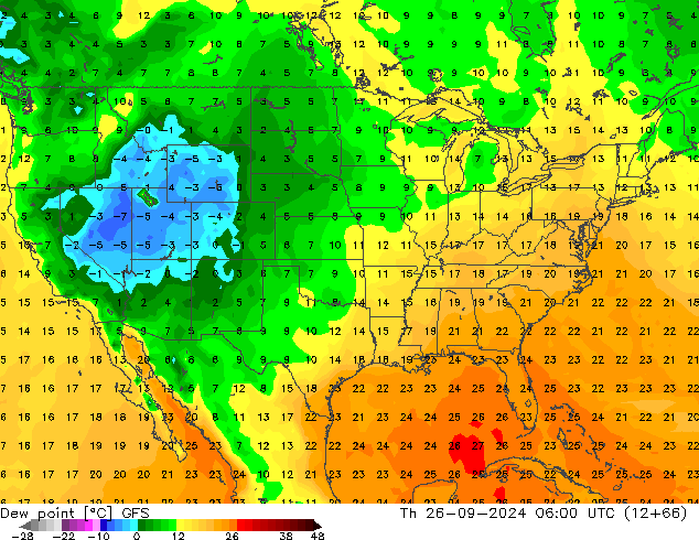 Point de rosée GFS jeu 26.09.2024 06 UTC