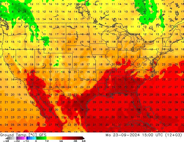 Ground Temp GFS Mo 23.09.2024 15 UTC