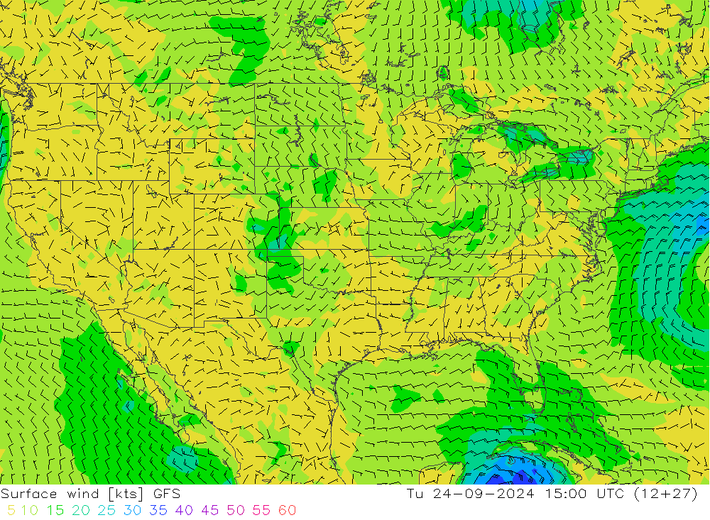 Bodenwind GFS Di 24.09.2024 15 UTC