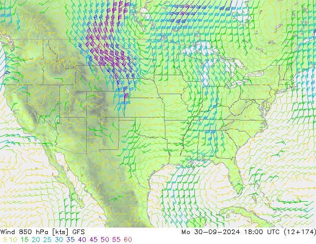 Wind 850 hPa GFS Mo 30.09.2024 18 UTC