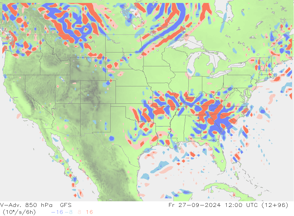 V-Adv. 850 hPa GFS Fr 27.09.2024 12 UTC