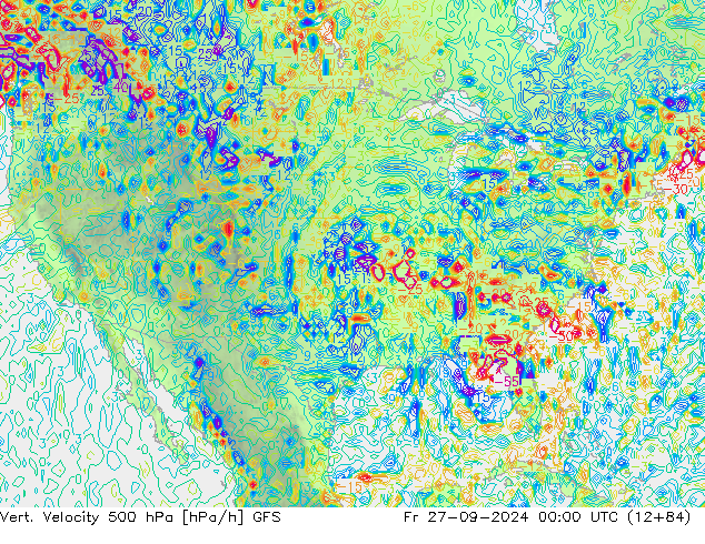 Vert. Velocity 500 гПа GFS пт 27.09.2024 00 UTC