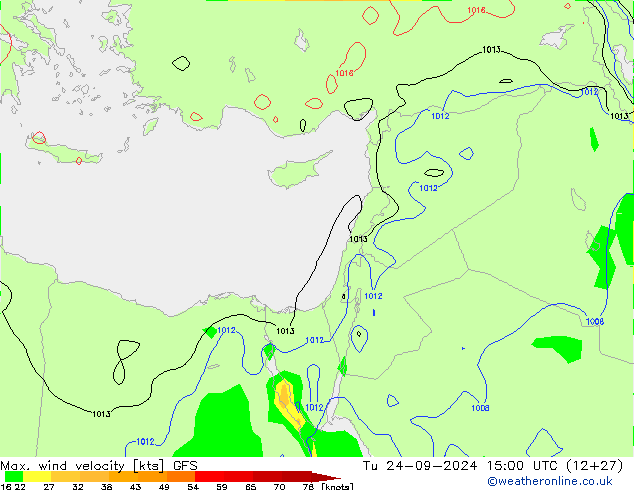 Max. wind velocity GFS Tu 24.09.2024 15 UTC