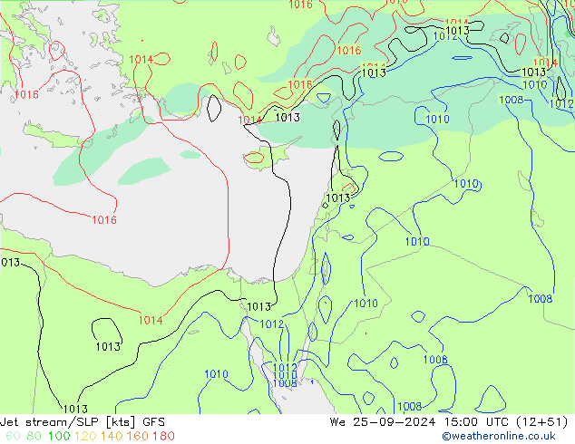 Prąd strumieniowy GFS śro. 25.09.2024 15 UTC