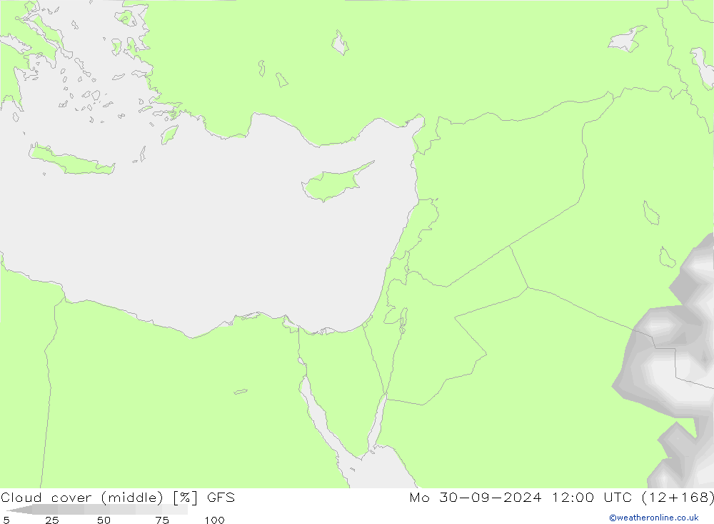 Bewolking (Middelb.) GFS ma 30.09.2024 12 UTC