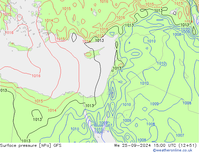 Surface pressure GFS We 25.09.2024 15 UTC