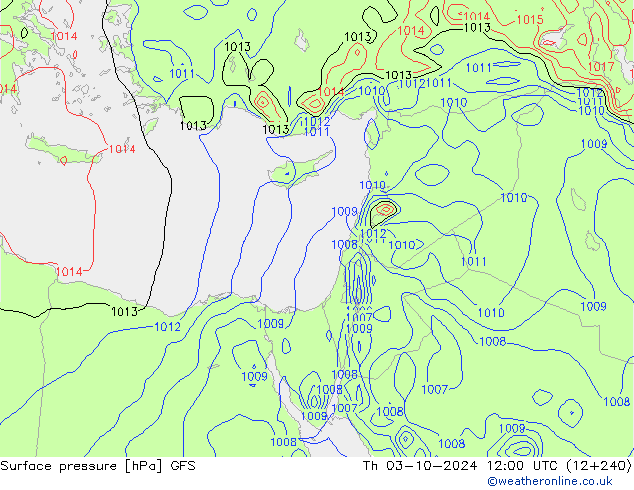 Surface pressure GFS Th 03.10.2024 12 UTC