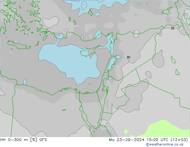 RH 0-300 m GFS Po 23.09.2024 15 UTC