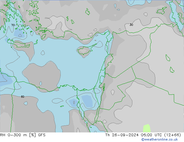 RH 0-300 m GFS Th 26.09.2024 06 UTC