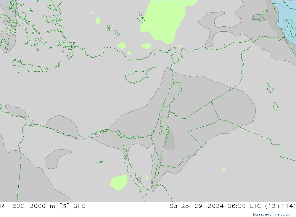 RH 600-3000 m GFS Sa 28.09.2024 06 UTC