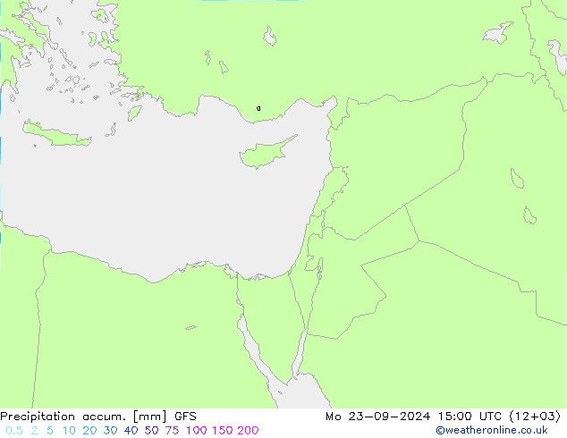 Precipitation accum. GFS lun 23.09.2024 15 UTC