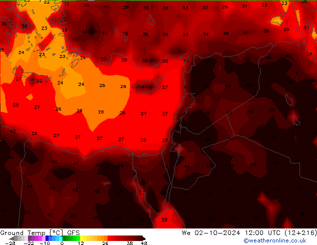 Ground Temp GFS We 02.10.2024 12 UTC