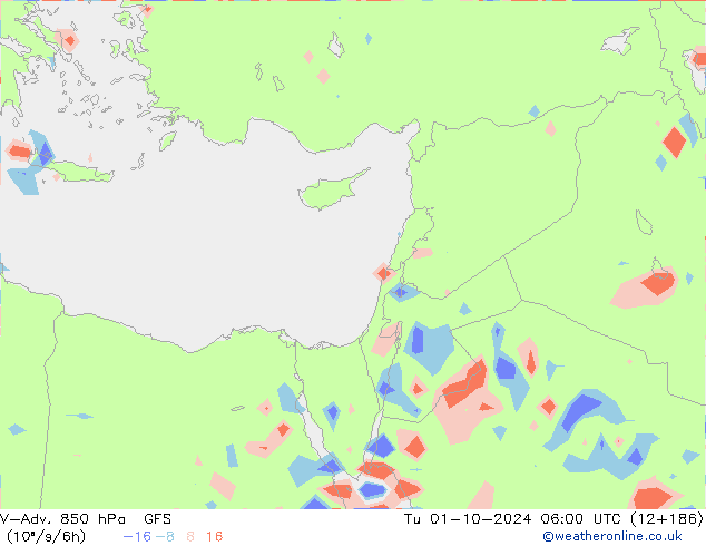 V-Adv. 850 hPa GFS Tu 01.10.2024 06 UTC