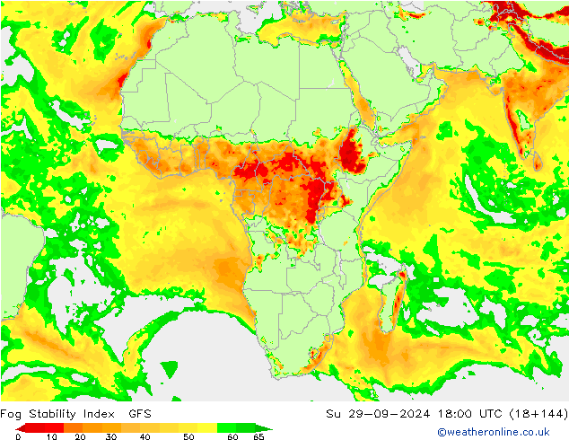 Fog Stability Index GFS So 29.09.2024 18 UTC