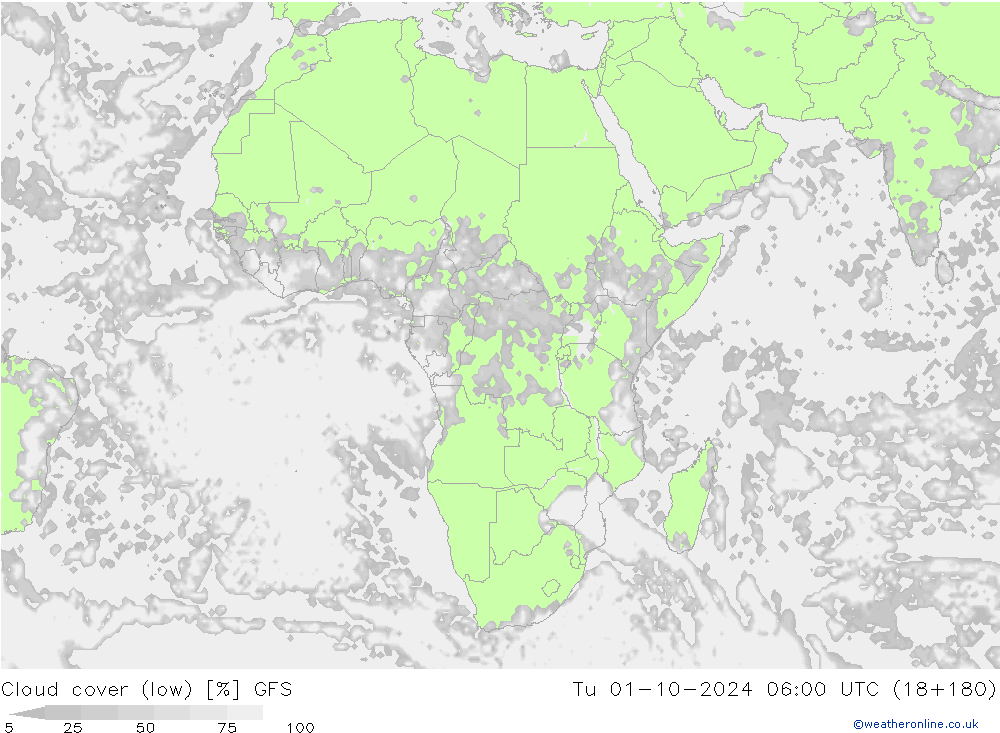 zachmurzenie (niskie) GFS wto. 01.10.2024 06 UTC