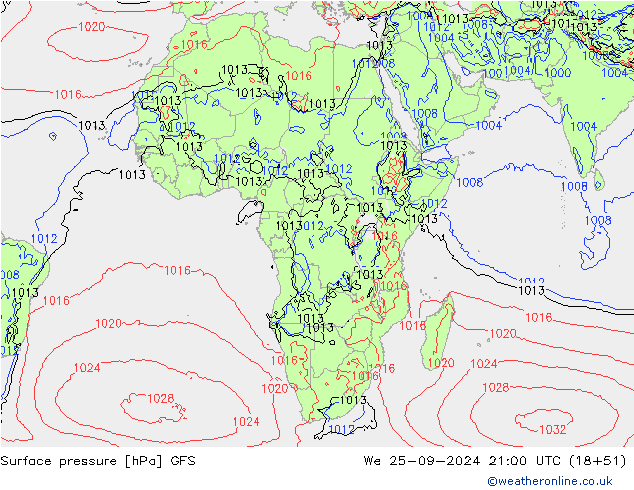 pression de l'air GFS mer 25.09.2024 21 UTC