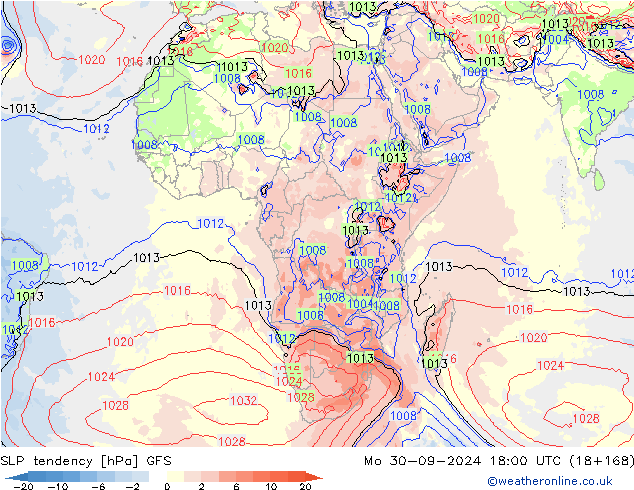 тенденция давления GFS пн 30.09.2024 18 UTC