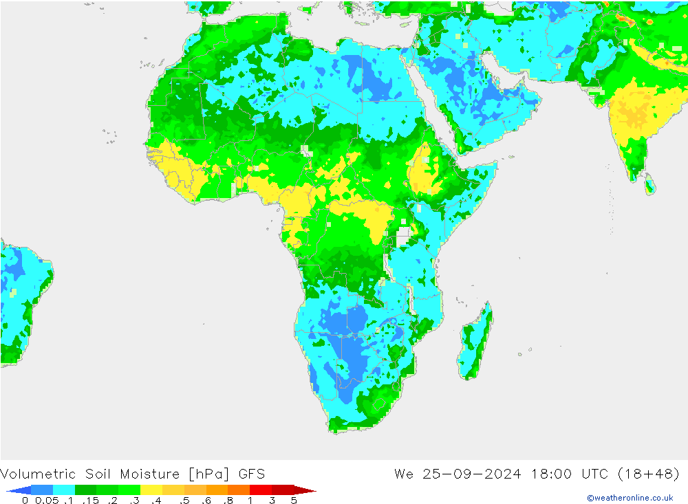 Volumetric Soil Moisture GFS mer 25.09.2024 18 UTC