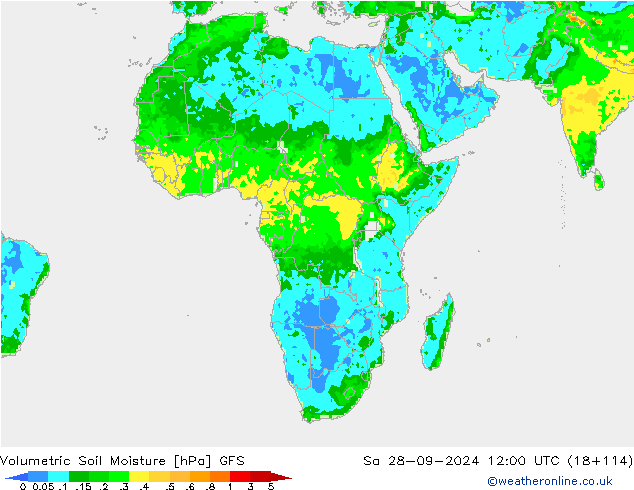 Volumetric Soil Moisture GFS sam 28.09.2024 12 UTC