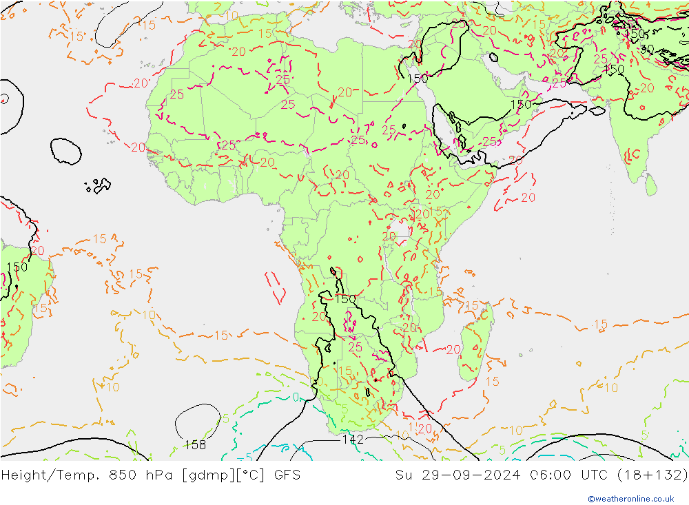 Z500/Rain (+SLP)/Z850 GFS dom 29.09.2024 06 UTC