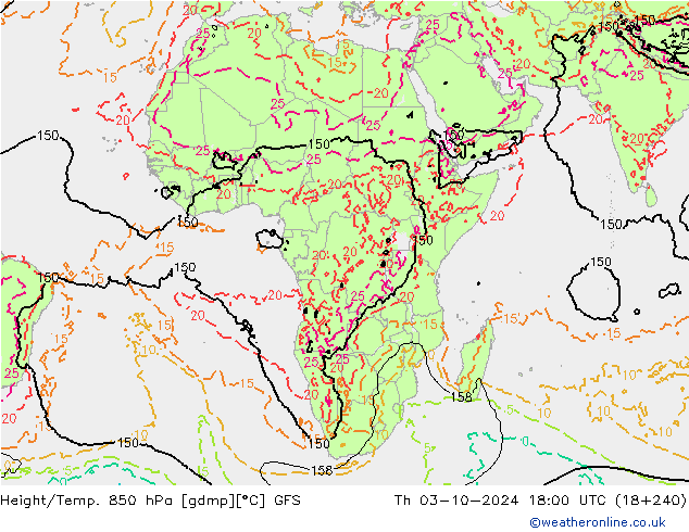 Z500/Rain (+SLP)/Z850 GFS  03.10.2024 18 UTC